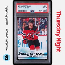 2019 UPPER DECK #201 JACK HUGHES YOUNG GUNS RC ROOKIE PSA 9