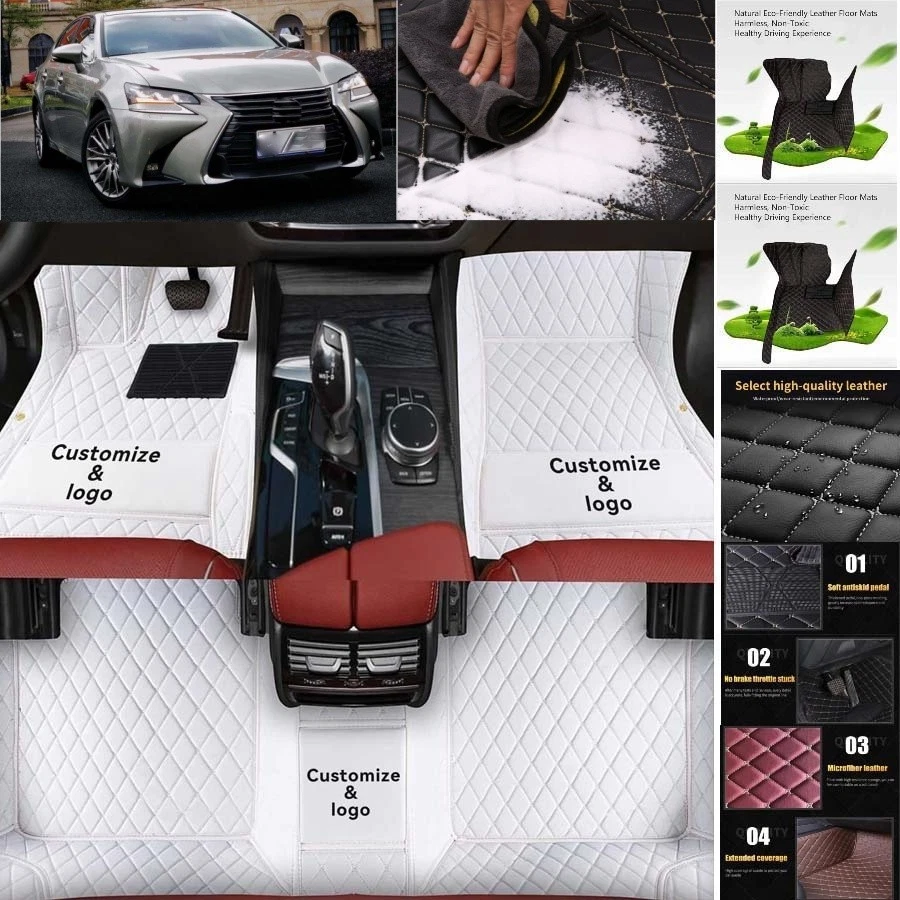 For Lexus GS Car Floor Mats Waterproof Auto Custom Liner Carpets PU Leather - Image 2 of 4