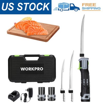 WORKPRO 12V Cordless Electric Fillet Knife with 8'' and 10'' Razor-Sharp Blades