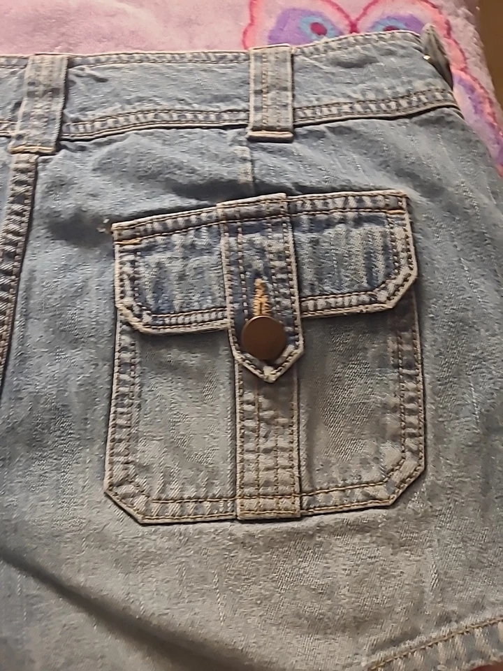 Pantalones Cortos De Colección Y2K Tyte Jean Para Mujer Azul Denim Algodón Tiro Bajo Bolsillos Foto 4 de 4