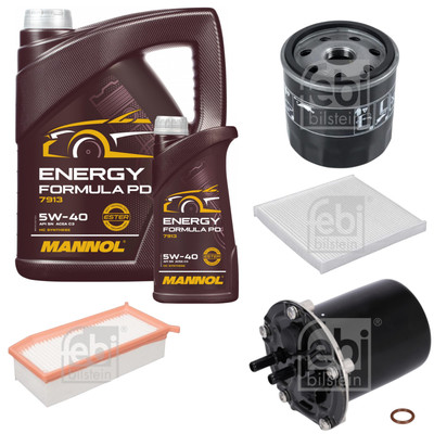 FEBI BILSTEIN Inspektionspaket 6L MANNOL Energy Formula PD 5W-40 für Dacia