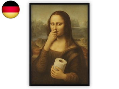 dockyardos  Witziges Badezimmer-Poster   Mona Lisa hält sich die Nase zu und häl
