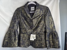 Women  s Moschino Cheap And Chic Blue Gold Blazer Size 4 US New With Tags
