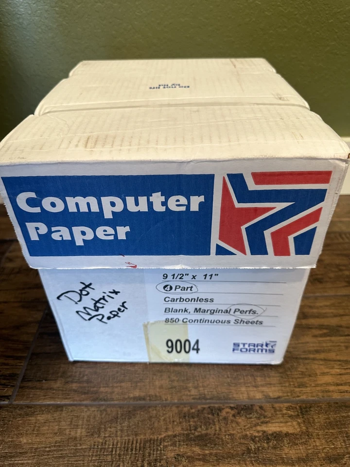 850 Sheet 4 Part Dot Matrix Printer Paper Perforated Edge Unlined Fanfold - Image 2 of 2
