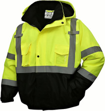 High Visibility Reflective Jackets for Men, Waterproof Class 3 Safety Jacket wit