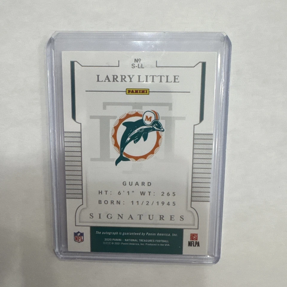 2020 Panini National Treasures - Signatures Larry Little #S-LL Holo Silver /25  - Image 2 of 2