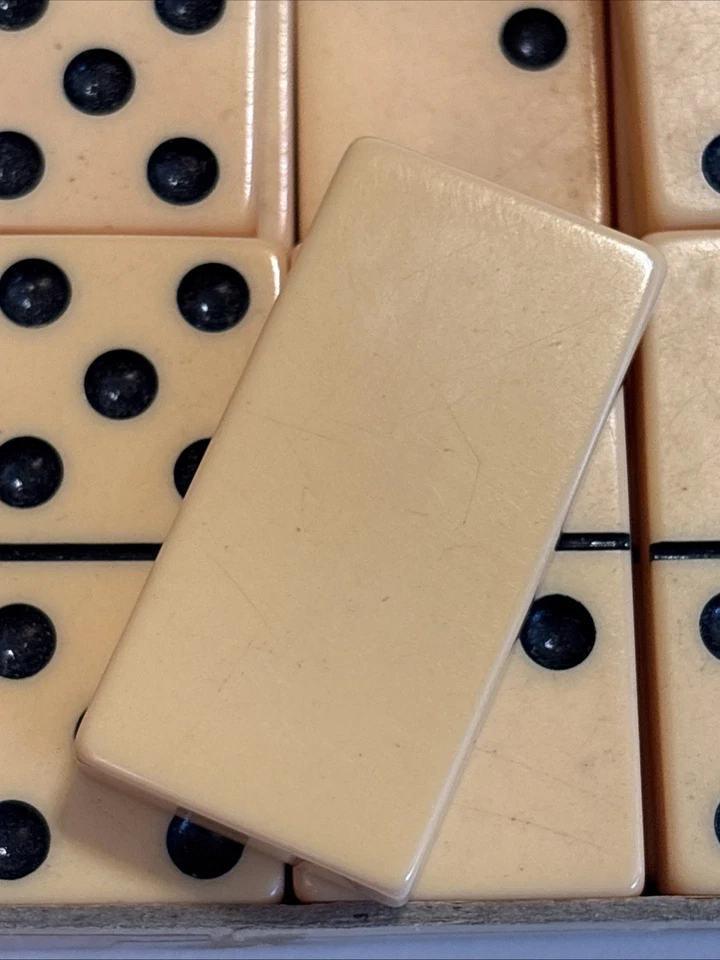 VTG Catalin Bakelite Butterscotch Dominoes by Cardinal USED #2 - Image 3 of 3