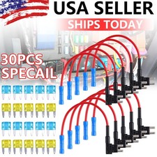 30PCS Car Add-a-circuit Fuse TAP Adapter Set Mini ATM APM 15 20 AMP US