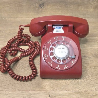 Vintage Bell System Western Electric Rotary Dial Desk Telephone C/D 500 Red