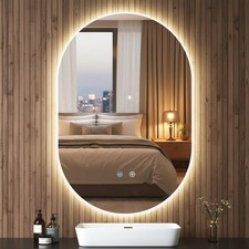 LED Bathroom Mirror Oval with Demister 3 Colour Dimmable Lights Memory Function