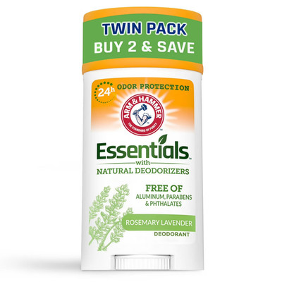 ARM & HAMMER Essentials Deodorant Rosemary Lavender 2.5oz 2 Pack Natural