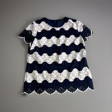 Banana Republic Women's Size Small Blouse Top Navy Blue White