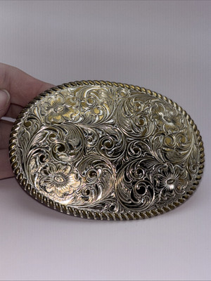 Vintage Crumrine Bronze Belt Buckle Floral El Arturo Jewelers & Silversmiths