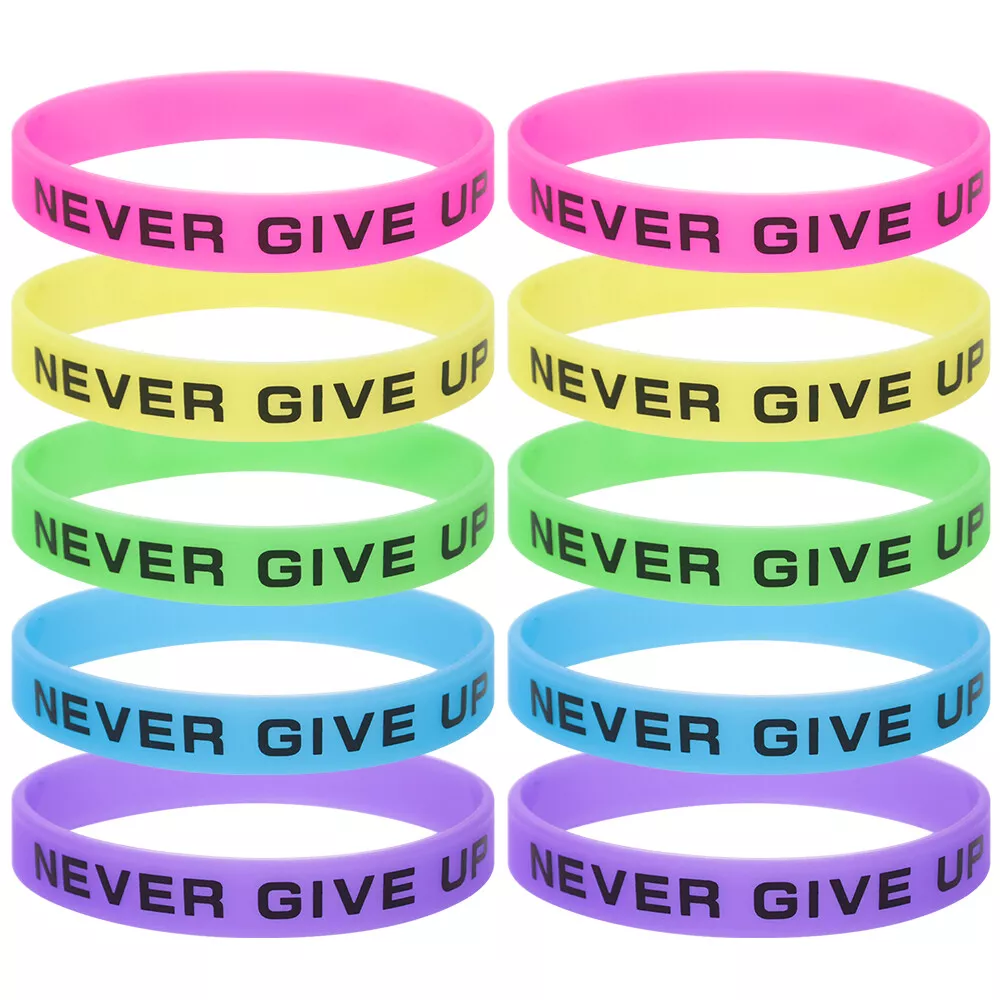 Never give upMotivational Silicone Bracelets Rubber Band Sports