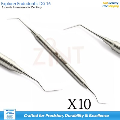10 Pcs Explorer Endodontic DG 16 Diagnostic Probes Hollow Handle Dental Kit New