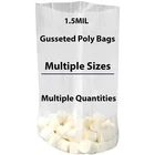1.5Mil - Expandable Gusseted Poly Bags Clear Polyethylene Multiple Sizes LDPE