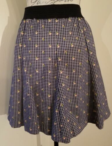 Vintage 1970s Madison 7 Ltd Skirt Navy Check w Pi… - image 1