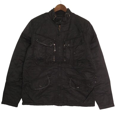Schott ブラック ナイロンジャケット 90's Schott Biker Jacket Motorcycle Wear Black Mens L Sleeve Zip