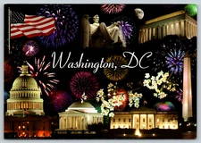 c1970s Washington DC Multi-View Fireworks Vintage Postcard