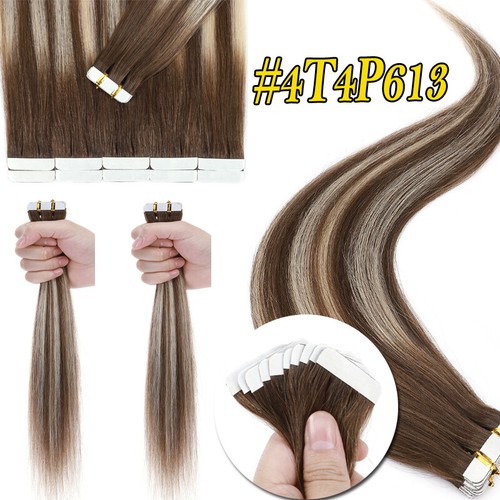 Cinta invisible en ruso Remy extensión de cabello 100 % humano 200 g trama de piel balayage - Imagen 48 de 64