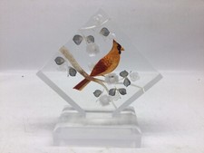 Vintage Reverse-Carved Lucite Cardinal & Dogwood Blossom Sculpture / Night Light Base — listing 4
