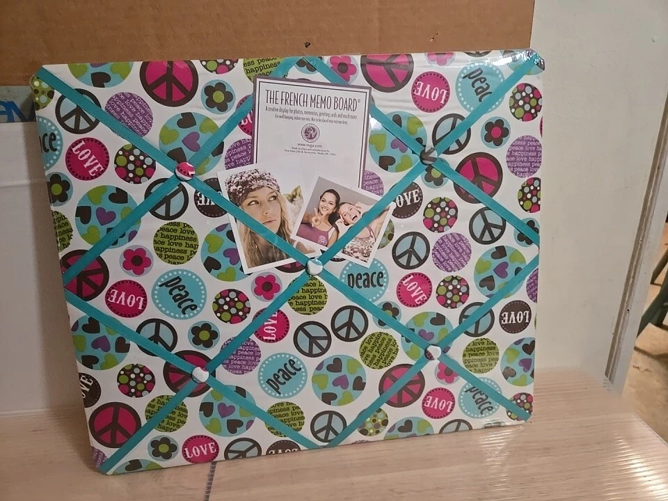 Peace Sign Graphic Fabric The French Memo Memory Picture Board New 19"×16" - Image 3 of 4