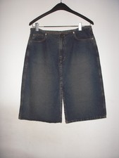 Y2K Express Dark Denim Jean Knee Skirt Sz 11/12 32 waist Made In USA 100% cotton
