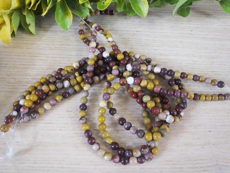 Perles en Jaspe mookaite de 6 mm en pierre naturelle, lot de 120 perles pour bijoux DIY