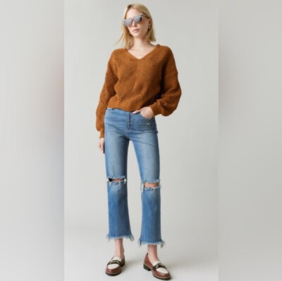 Francesca's NWT Jannette Bar Back Pullover - Brown - Size Large