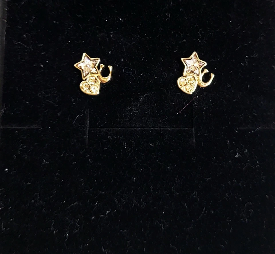 Aretes Coach Estrella Cristal Rosa Púrpura Multicolor Chapado en Oro Latón Nuevos con Etiquetas Foto 2 de 4