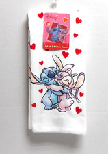 Disney Stitch and Angel Valentine 2 Kitchen Towels kiss love