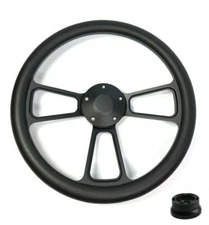 14" Black Steering Wheel (Black Leather Wrap, Black Horn Button, Adapter A01)