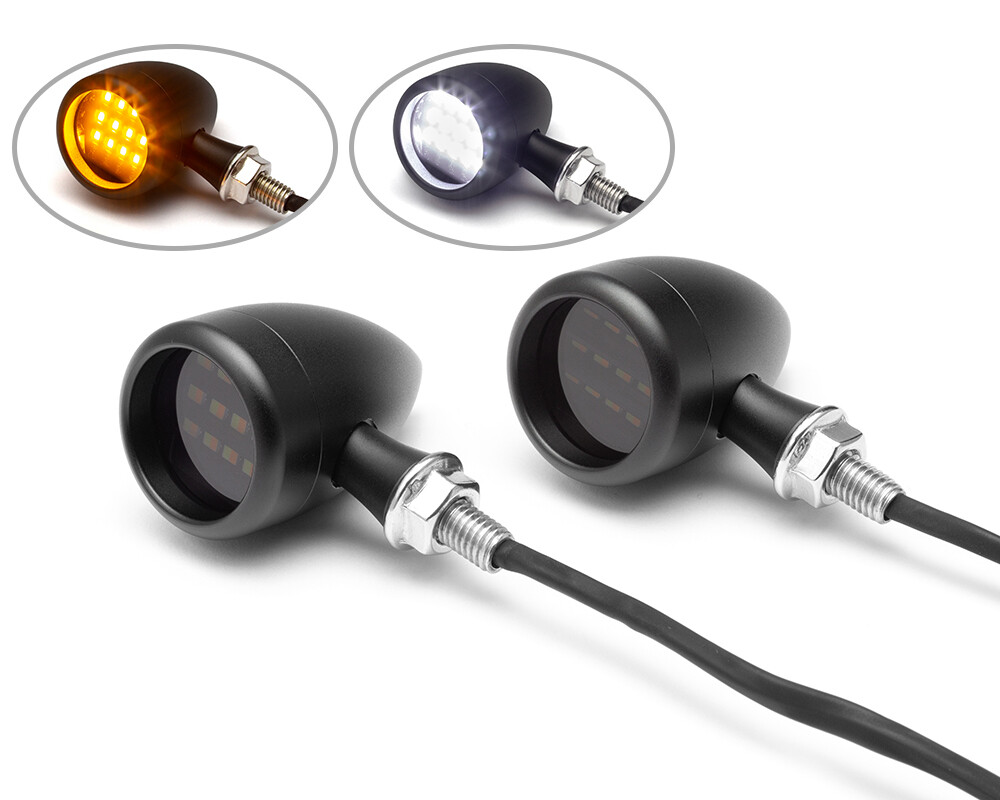 Motorcycle Front Indicators Turn Signals LED with Driving Lights Integrated PAIR