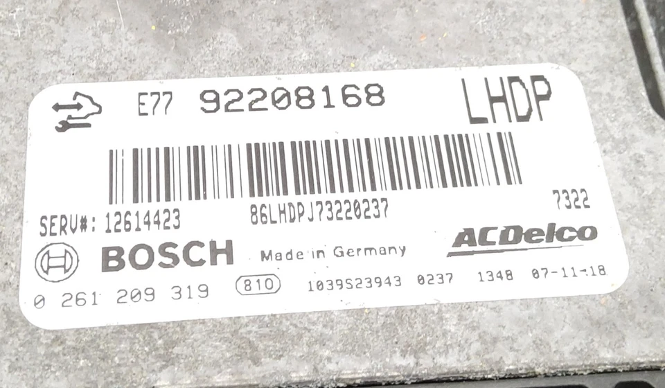 Computadora módulo de control del motor ECM ECU de 2009 Pontiac G8 92208168 Foto 2 de 4