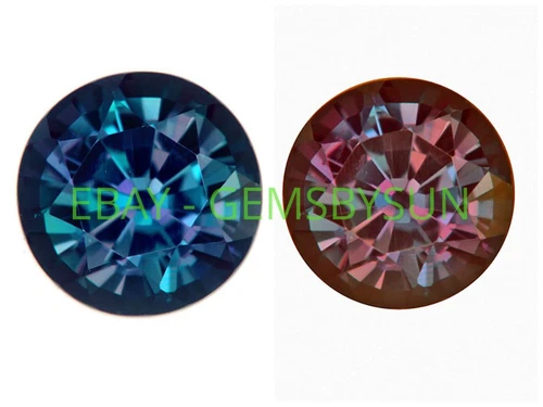 Lab Created Pulled Alexandrite True Color Change Round Loose Stones (1.5mm-11mm)