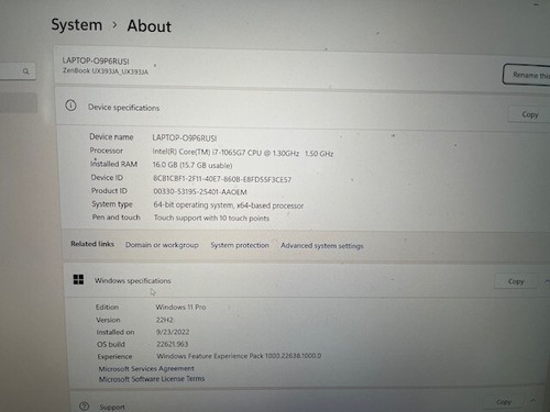 ASUS 13,9" Touch Zenbook Laptop Intel i7-1065G7 16GB RAM 1TB SSD Win 10 Pro - Bild 6 von 6