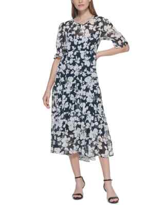 tommy hilfiger chiffon maxi dress Tommy Hilfiger Women's Dress Maxi,Guava/Amparo Blue,2 at Amazon Women's Clothing store