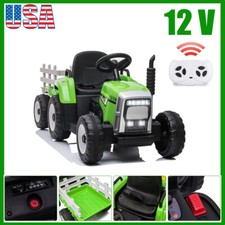 12V Kids Ride On Tractor Car Battery-Powered Vehicle Toy w/Trailer Remote Gifts