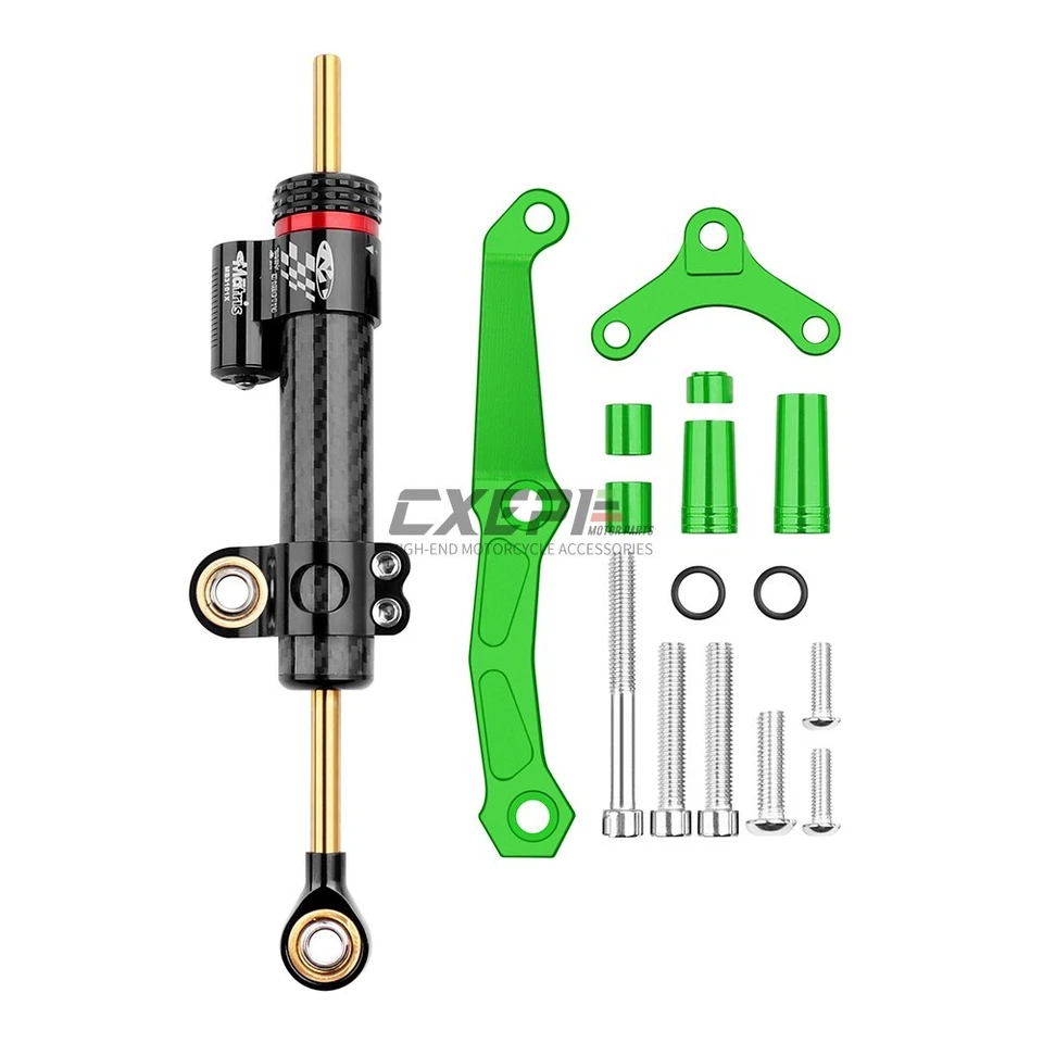 Short Carbon Fiber Steering Damper Mounting Kit For Kawasaki Z800 2013-2016 Foto 2 de 4