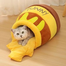 Honey Pot Pet Bed Cat  Dog Cave Small Animal House - Removable Cushion Washable