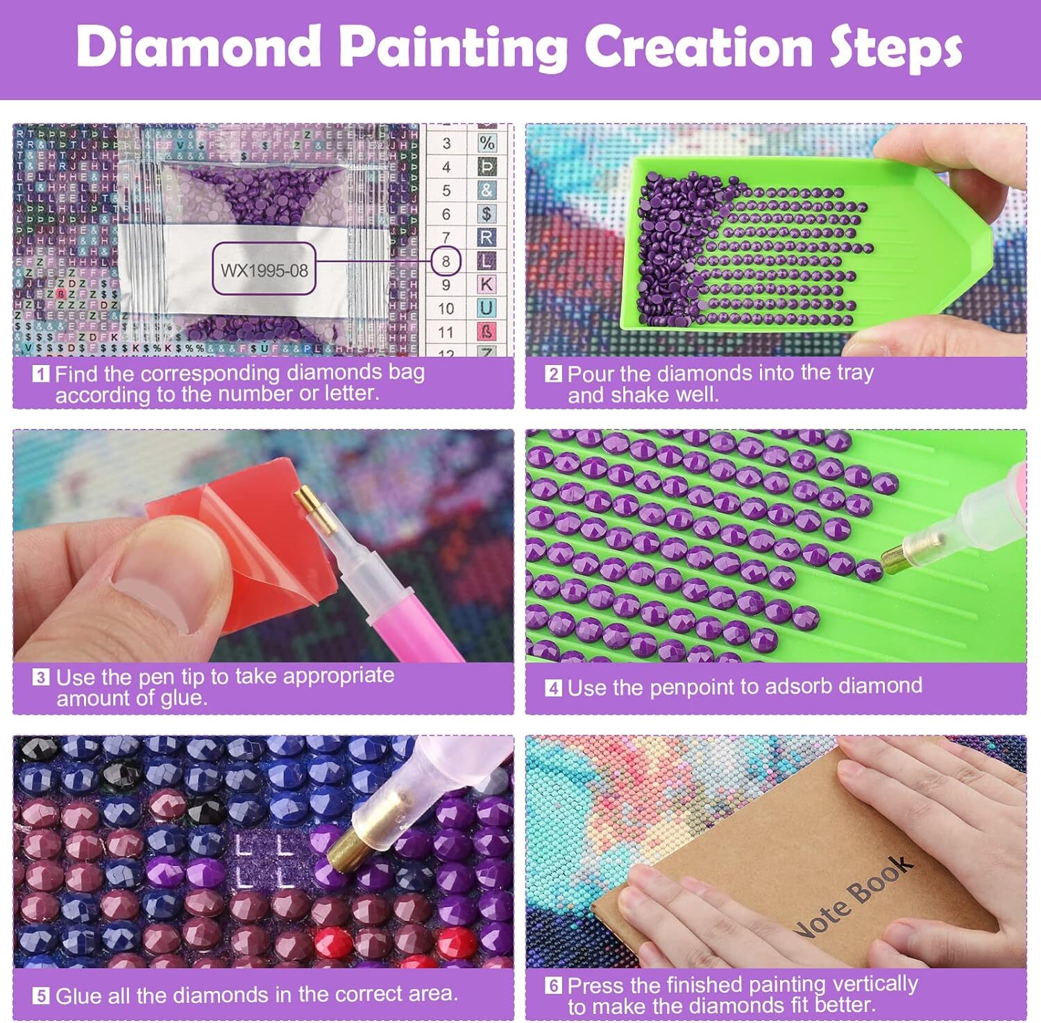 QENSPE 5D Diamond Painting Kit Roze Roos Diamant Kunst voor QENSPE 5D Diamond Painting Kit Roze Roos Diamant Kunst voor