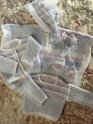 Baby Stiped + Karo Lagenlook Set STRICKMUSTER Decke Pullover Peter Pan 756 - Bild 3 von 10