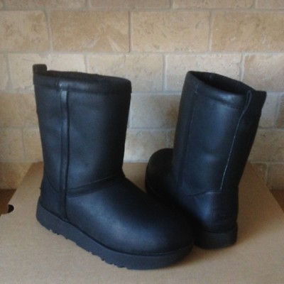 black leather uggs short