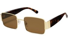 SOJOS Fashion Rectangle Sunglasses for Women Men Retro Vintage Gold/Brown SJ1162