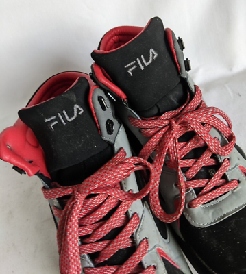 Y2K FILA MEN SZ 11 1CM01614-005 BLACK RED GRAY SUEDE LEATHER  display picture 3