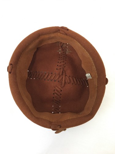 Vtg Women's Wool Hat Brown Cinnamon Pillbox Beret & 2 Hat Pins 1920s 1940s 1960s - Picture 8 of 10