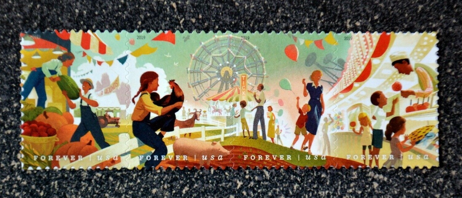 2019USA #5401-5404 Forever State County Fairs - Strip of 4 Mi
