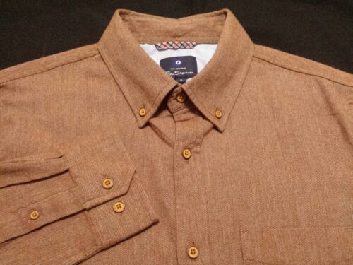 Kolibrie probleem stoel Ben Sherman Mens Shirt Medium Long Sleeve Button-Down Solid Brown | eBay