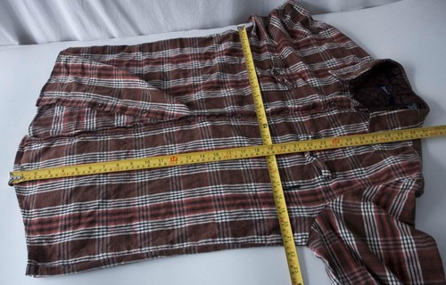 Split Shirt Skateboard Flannel Plaid Brown Size L  *38g0129p - Picture 4 of 6