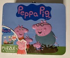 Peppa Pig 24-Piece "Muddy Puddles" Puzzle in Tin Lunch Box w/George, Daddy Pig